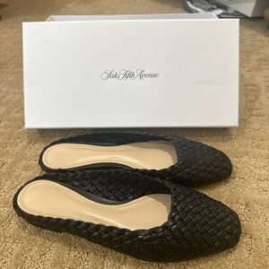 Saks Fifth Avenue Black Braided Slip-Ons